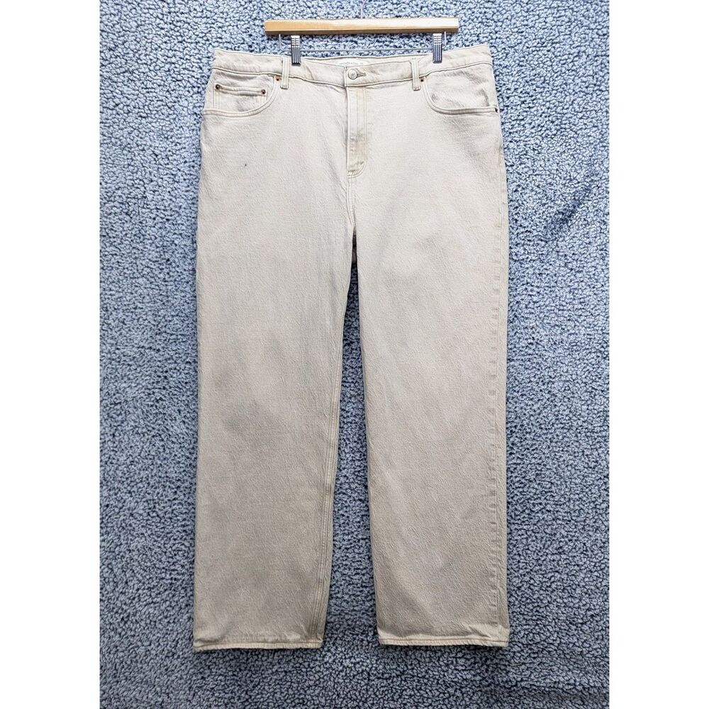 Abercrombie Fitch 90's Relaxed High Rise Wide Leg Jeans Size 34/18R Boho Tan